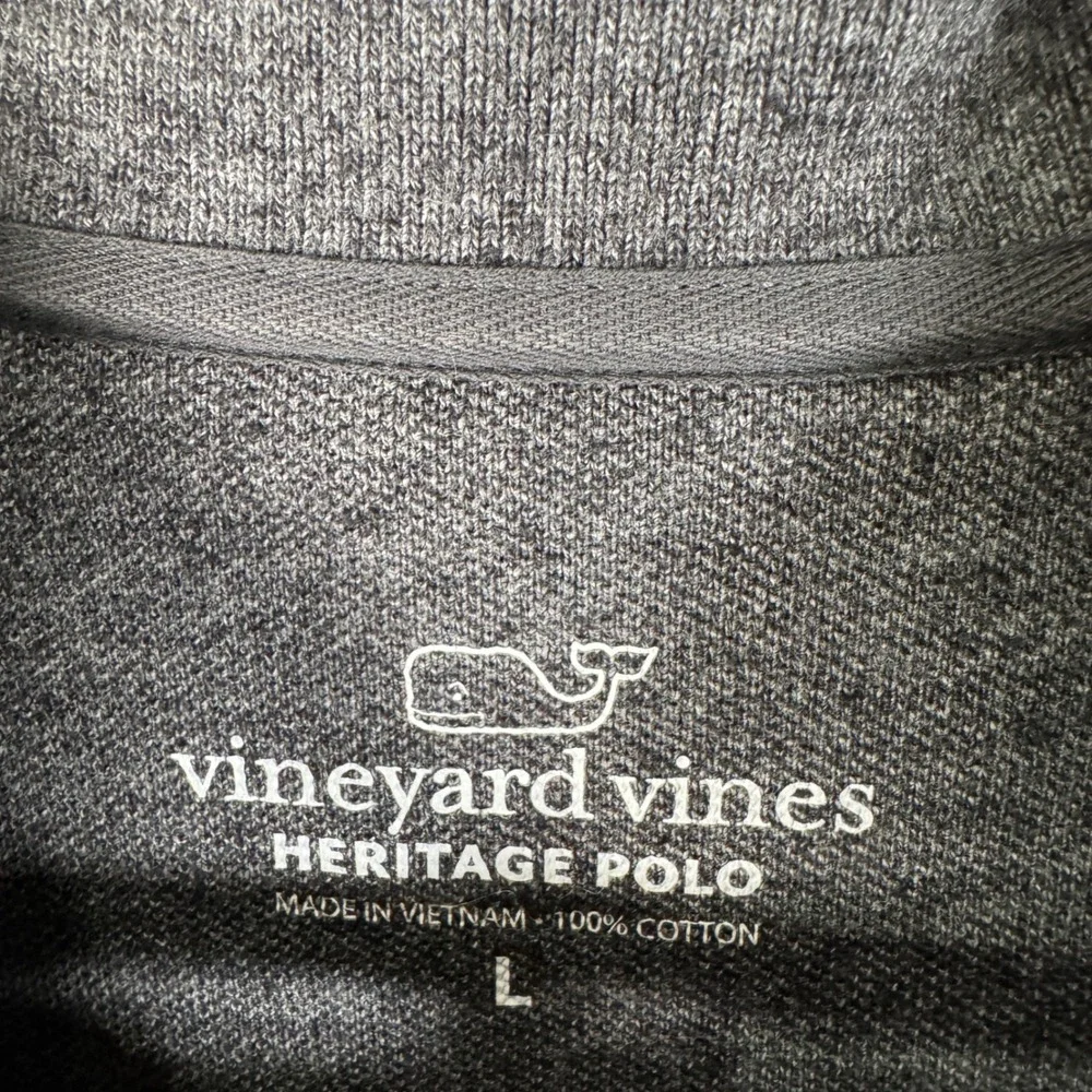 Vineyard Vines Heritage Polo Mens Large Gray Short Sleeve Cotton Shirt Golf Knit